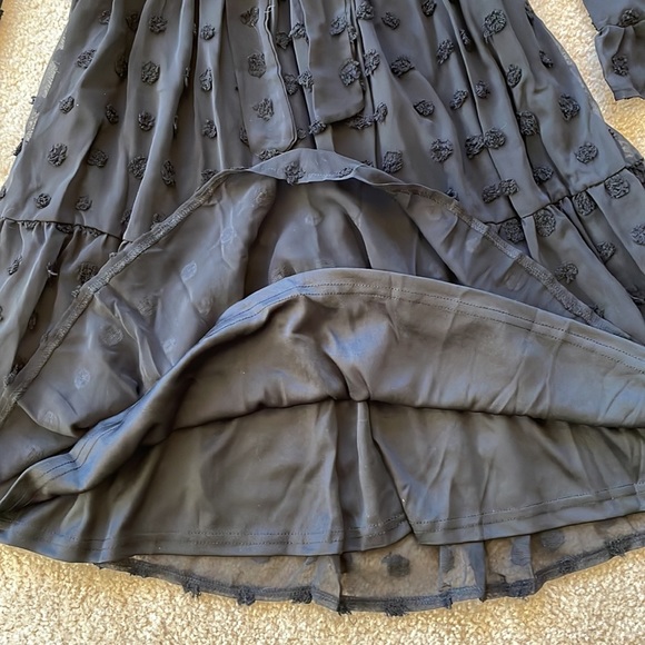 NWT! Long Sleeves Round Neck  Swiss Dot High Waist Chiffon Casual Dress… - Picture 5 of 13